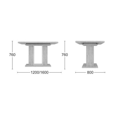 Стол Top concept Стол обеденный Toscana (120+40) дуб эвок прибрежный/глиняный серый арт. Н0000036604