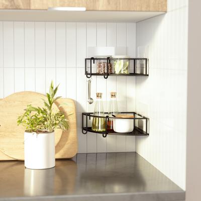 Полка Umbra Набор из 2-х угловых полок для ванной cubiko, черные арт. 1018616-040