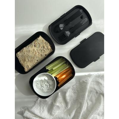 Емкости для хранения ЯЯЯ Ланч-бокс с приборами food time, 1 л, черный арт. SS-LBDL-PP-BLK-1