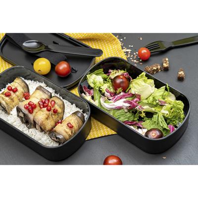 Емкости для хранения ЯЯЯ Ланч-бокс с приборами food time, 1 л, черный арт. SS-LBDL-PP-BLK-1