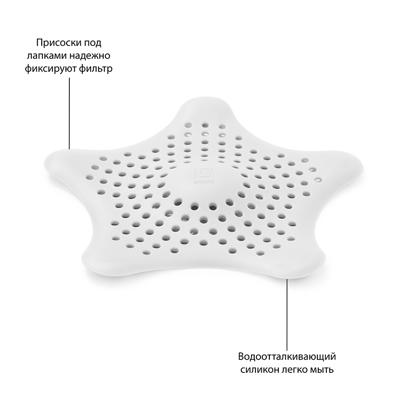 Аксессуары для ванной Umbra Фильтр для слива starfish, белый арт. 023014-660