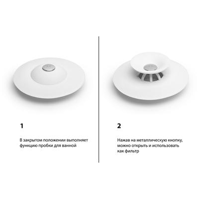Аксессуары для ванной Umbra Фильтр для слива flex, белый арт. 023464-660