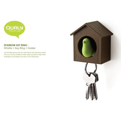 Держатель QUALY Держатель для ключей sparrow, белый/розовый арт. QL10091-WH-PK