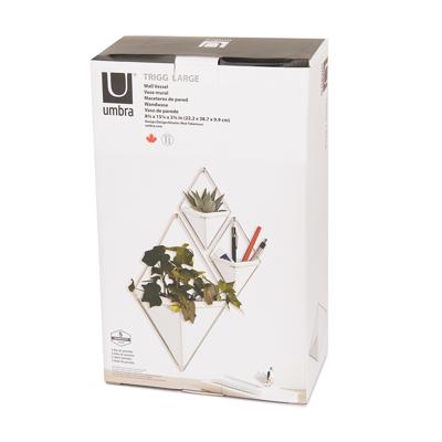 Кашпо Umbra Кашпо для цветов настенное trigg, 22х39 см, белое/латунь арт. 470752-524