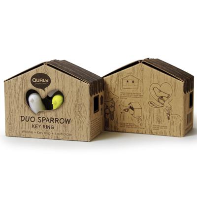 Держатель QUALY Держатель для ключей duo sparrow, коричневый/белый/желтый арт. QL10124-BN-WH-YW