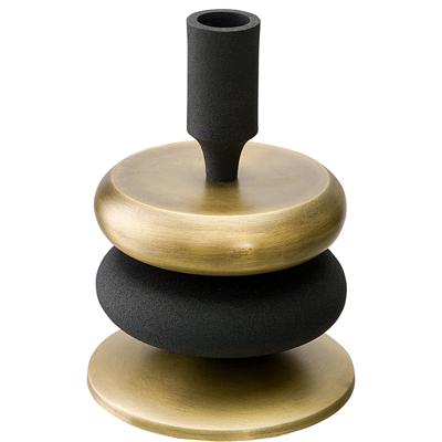 Декор Bergenson Bjorn Подсвечник stone, 17 см, черный/античная латунь арт. BB0000193
