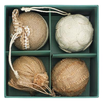 Декор Tkano Набор елочных шаров zero waste из джута из коллекции new year essential, 4 шт. арт. TK23-NY_SET0017