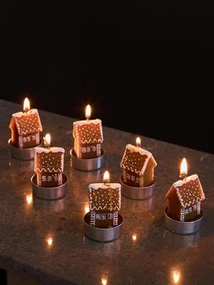 Декор Tkano Набор декоративных свечей gingerbread houses из коллекции new year essential, 6 шт. арт. TK25-NY_CND0005