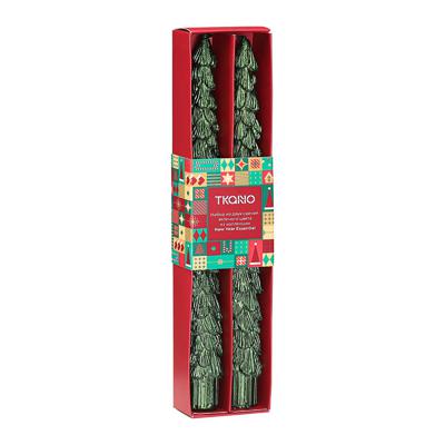 Декор Tkano Набор из двух свечей зеленого цвета из коллекции new year essential, 25 см арт. TK25-NY_CND0007