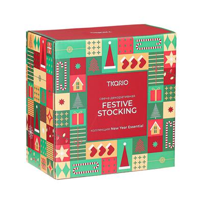 Декор Tkano Свеча декоративная festive stocking из коллекции new year essential, 12,5 см арт. TK25-NY_CND0001