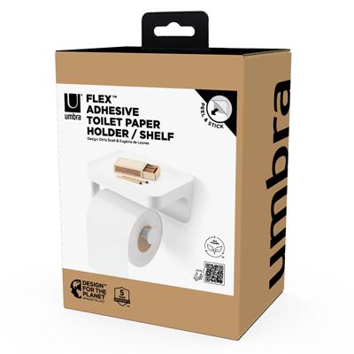 Аксессуар Umbra Держатель для туалетной бумаги с полкой flex adhesive, белый арт. 1021297-660