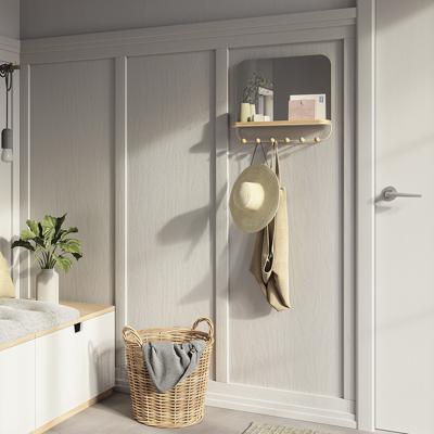 Зеркало Umbra Зеркало с крючками для аксессуаров estique, 46х41 см, белое/натуральное дерево арт. 1018031-660