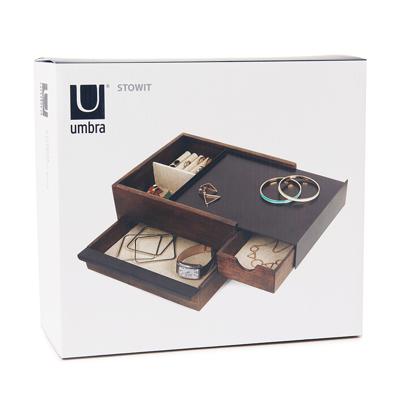 Шкатулка Umbra Шкатулка stowit, черная/орех арт. 290245-048