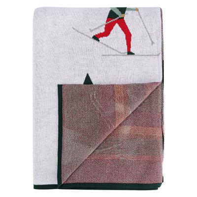 Комплект Tkano Плед из хлопка с новогодним рисунком let's ski из коллекции new year essential, 130x180 см арт. TK25-TH0004