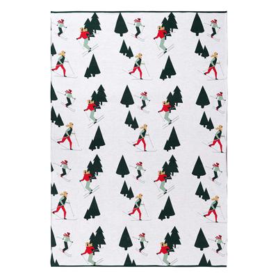 Комплект Tkano Плед из хлопка с новогодним рисунком let's ski из коллекции new year essential, 130x180 см арт. TK25-TH0004