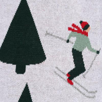Комплект Tkano Плед из хлопка с новогодним рисунком let's ski из коллекции new year essential, 130x180 см арт. TK25-TH0004