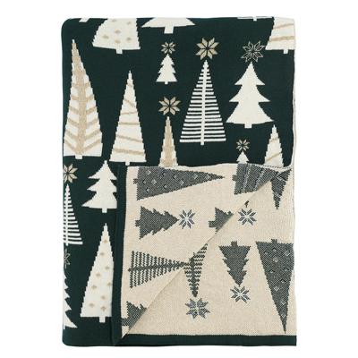 Комплект Tkano Плед из хлопка с новогодним рисунком whitewood из коллекции new year essential, 130x180 см арт. TK25-TH0005