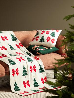 Комплект Tkano Подушка вязаная с новогодним рисунком christmas bows из коллекции new year essential, 45x45 см арт. TK25-CU0015