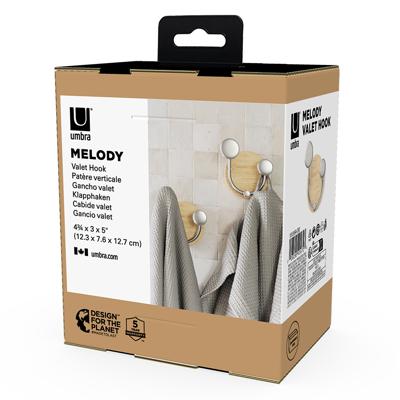 Вешалка Umbra Вешалка настенная melody, 2 крючка, натуральное дерево/никель арт. 1019564-392