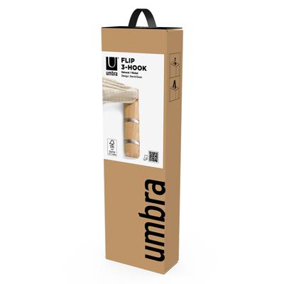 Вешалка Umbra Вешалка настенная flip, 3 крючка, натуральное дерево арт. 318853-390-F