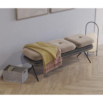 Пуф Bergenson Bjorn Банкетка pea, велюр, бежевая/темно-серая арт. BB0000157