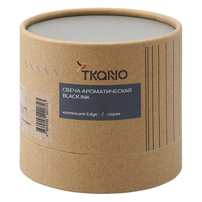 Свеча Tkano Свеча ароматическая с деревянным фитилём black ink из коллекции edge, серый, 60 ч арт. TK23-ARO0067