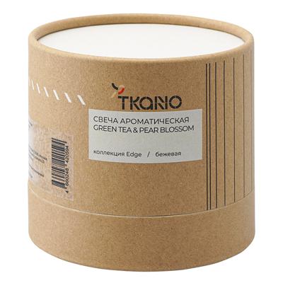 Свеча Tkano Свеча ароматическая с деревянным фитилём green tea & pear blossom из коллекции edge, бежевый, 60 ч арт. TK23-ARO0050