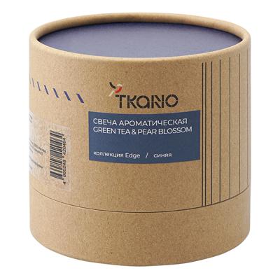 Свеча Tkano Свеча ароматическая с деревянным фитилём green tea & pear blossom из коллекции edge, синий, 60 ч арт. TK23-ARO0038