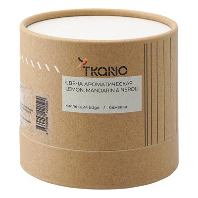Свеча Tkano Свеча ароматическая с деревянным фитилём lemon, mandarin & neroli из коллекции edge, бежевый, 60 ч арт. TK23-ARO0051