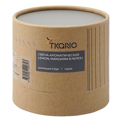 Свеча Tkano Свеча ароматическая с деревянным фитилём lemon, mandarin & neroli из коллекции edge, серый, 60 ч арт. TK23-ARO0063