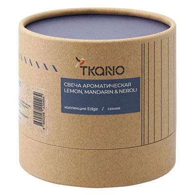 Свеча Tkano Свеча ароматическая с деревянным фитилём lemon, mandarin & neroli из коллекции edge, синий, 60 ч арт. TK23-ARO0039