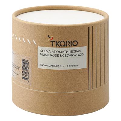 Свеча Tkano Свеча ароматическая с деревянным фитилём musk, rose & cedarwood из коллекции edge, бежевый, 60 ч арт. TK23-ARO0056