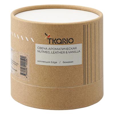Свеча Tkano Свеча ароматическая с деревянным фитилём nutmeg, leather & vanilla из коллекции edge, бежевый, 60 ч арт. TK23-ARO0054