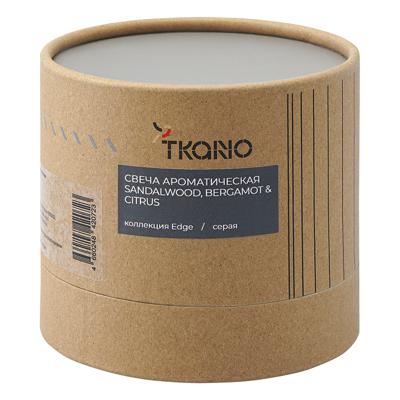 Свеча Tkano Свеча ароматическая с деревянным фитилём sandalwood, bergamot & citrus из коллекции edge, серый, 60 ч арт. TK23-ARO0064