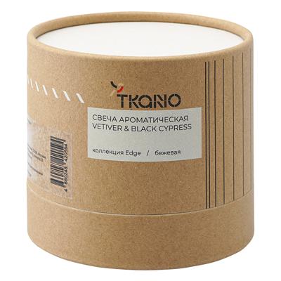 Свеча Tkano Свеча ароматическая с деревянным фитилём vetiver & black cypress из коллекции edge, бежевый, 60 ч арт. TK23-ARO0053