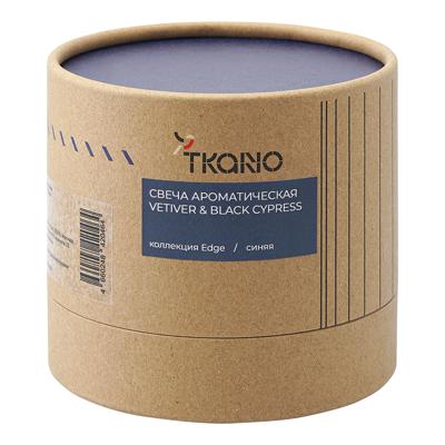 Свеча Tkano Свеча ароматическая с деревянным фитилём vetiver & black cypress из коллекции edge, синий, 60 ч арт. TK23-ARO0041