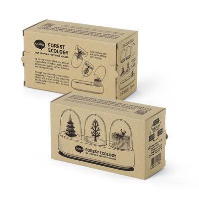 Набор QUALY Набор емкостей для соли, перца, зубочисток с подставкой forest ecology арт. QL10382-CL-GY