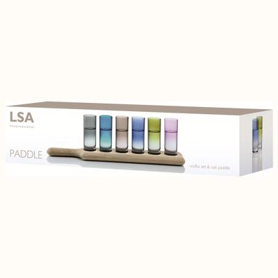 Набор LSA International Набор стопок на деревянной подставке paddle, 40 см, разноцветный, 6 шт. арт. G1049-03-666