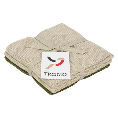 Салфетка Tkano Набор из трех вязаных салфеток для уборки и мытья посуды бежевого и оливкового цветов из коллекции essential, 28х28 см арт. TK23-DCL0001