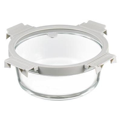 Контейнер ЯЯЯ Контейнер для запекания и хранения круглый click glass, 1,3 л, светло-серый арт. SFE-SS-CN-GLS-GR-1.3