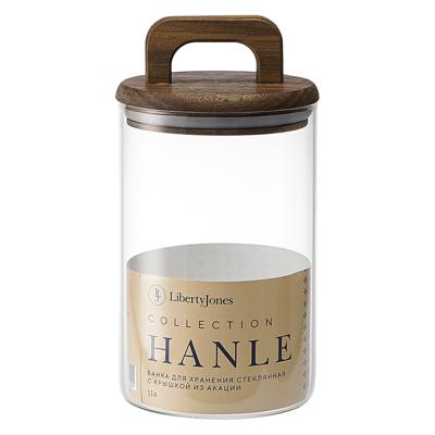 Банка ЯЯЯ Банка для хранения стеклянная с крышкой из акации hanle, 1,1 л арт. LJ0000115