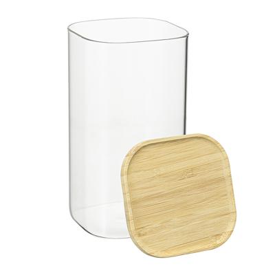 Остальные предметы ЯЯЯ Банка для хранения квадратная glass bamboo, 1,4 л арт. SS0000161