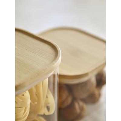 Остальные предметы ЯЯЯ Банка для хранения квадратная glass bamboo, 1,5 л арт. SS0000165