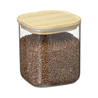 Остальные предметы ЯЯЯ Банка для хранения квадратная glass bamboo, 1,5 л арт. SS0000165