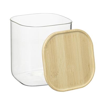 Остальные предметы ЯЯЯ Банка для хранения квадратная glass bamboo, 1,5 л арт. SS0000165