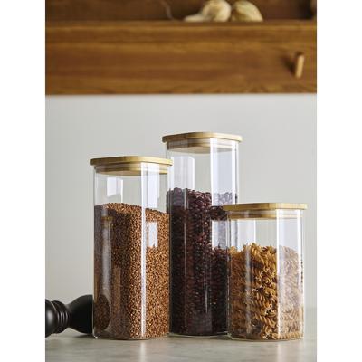 Остальные предметы ЯЯЯ Банка для хранения квадратная glass bamboo, 1,9 л арт. SS0000162
