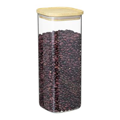 Остальные предметы ЯЯЯ Банка для хранения квадратная glass bamboo, 1,9 л арт. SS0000162