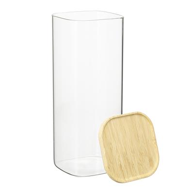 Остальные предметы ЯЯЯ Банка для хранения квадратная glass bamboo, 1,9 л арт. SS0000162