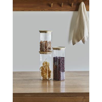 Остальные предметы ЯЯЯ Банка для хранения квадратная glass bamboo, 2,2 л арт. SS0000163