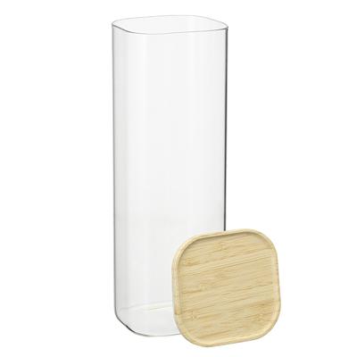 Остальные предметы ЯЯЯ Банка для хранения квадратная glass bamboo, 2,2 л арт. SS0000163